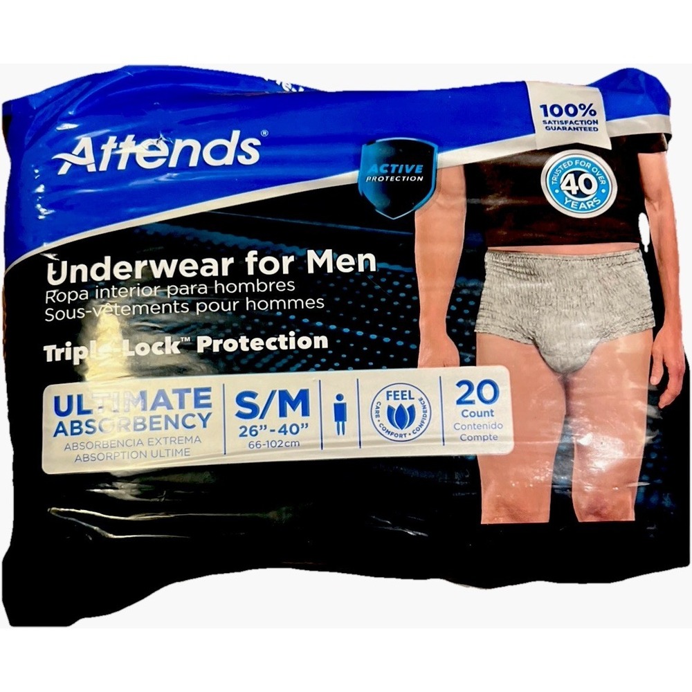 Attends for Men Disposable Male Pull On with Tear Away Seams Small/Medium20 Ct